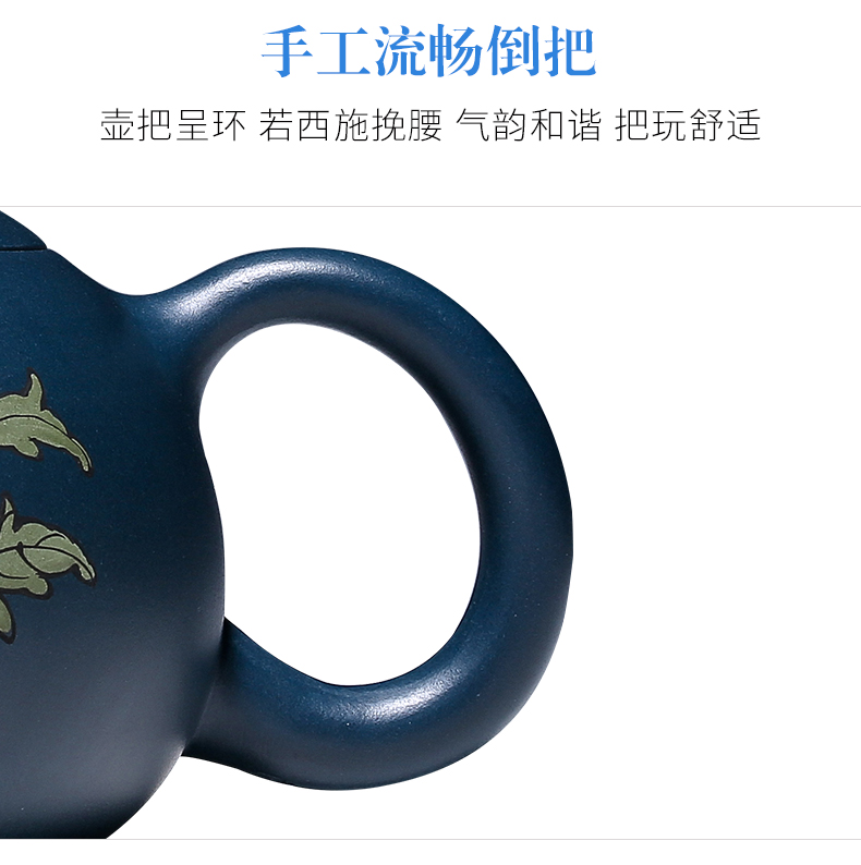 純手工紫砂壺，小巧琺瑯印花紫砂壺